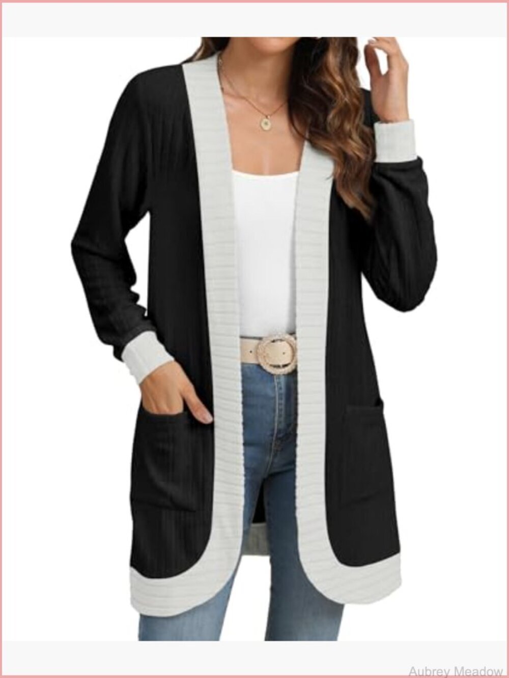 Long Sleeve Open Front Cardigan with Pockets Lightweight Knit Outwear